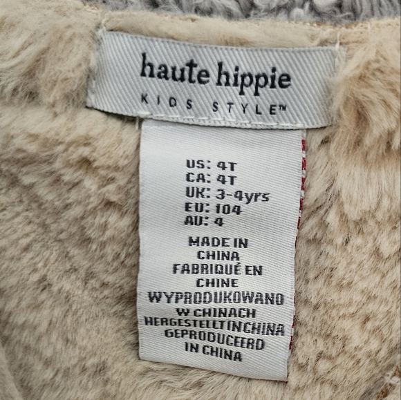 Haute Hippie Boho girls Faux Suede Fur Vest with Pockets Size 4T - Picture 6 of 6